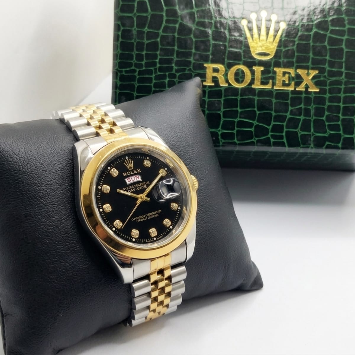 RLX Day-Date Two Tone Black Dial Luxury Watch