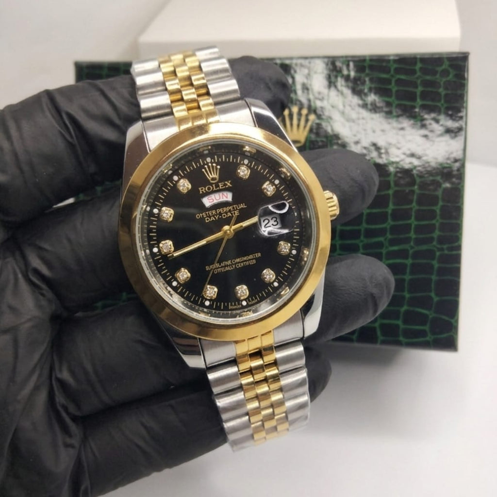 RLX Day-Date Two Tone Black Dial Luxury Watch