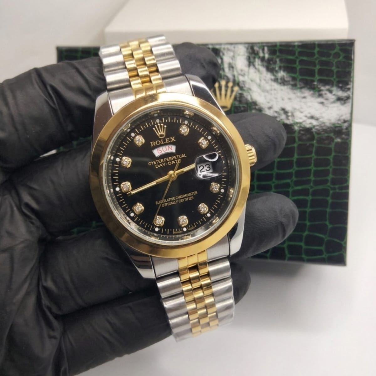 RLX Day-Date Two Tone Black Dial Luxury Watch