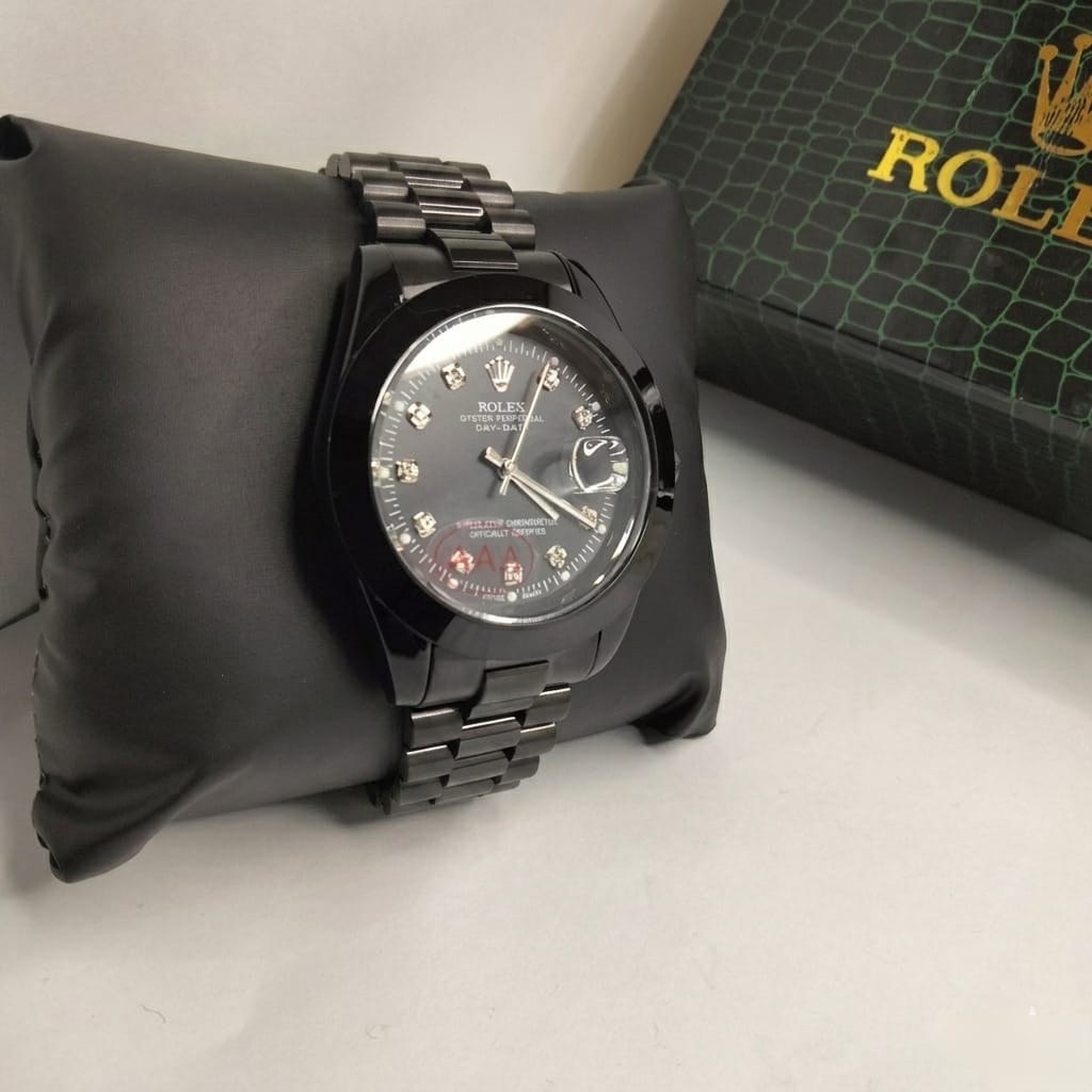 RLX DateJust Full Black Edition Stainless Steel – Diamond Markers