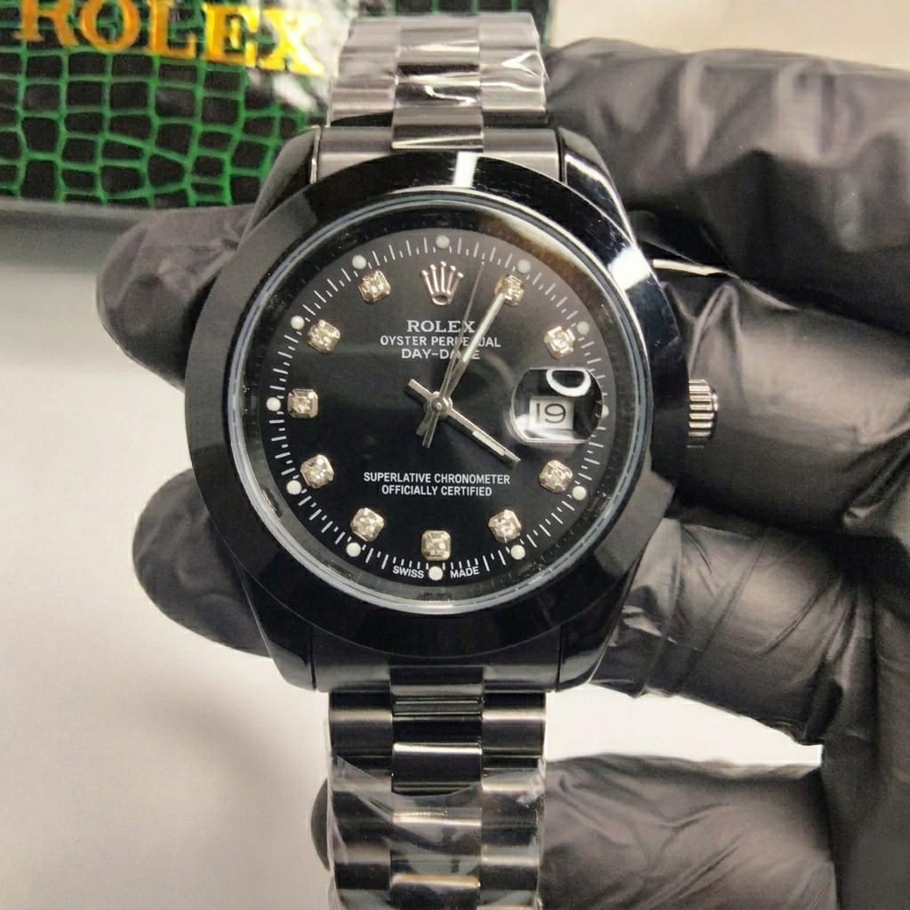 RLX DateJust Full Black Edition Stainless Steel – Diamond Markers