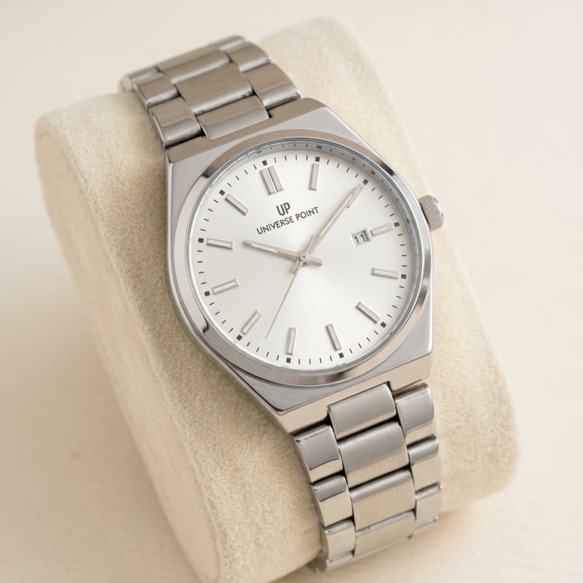 Universe Point Stainless Steel Watch – Sunburst Orange Dial - Butterfly Lock